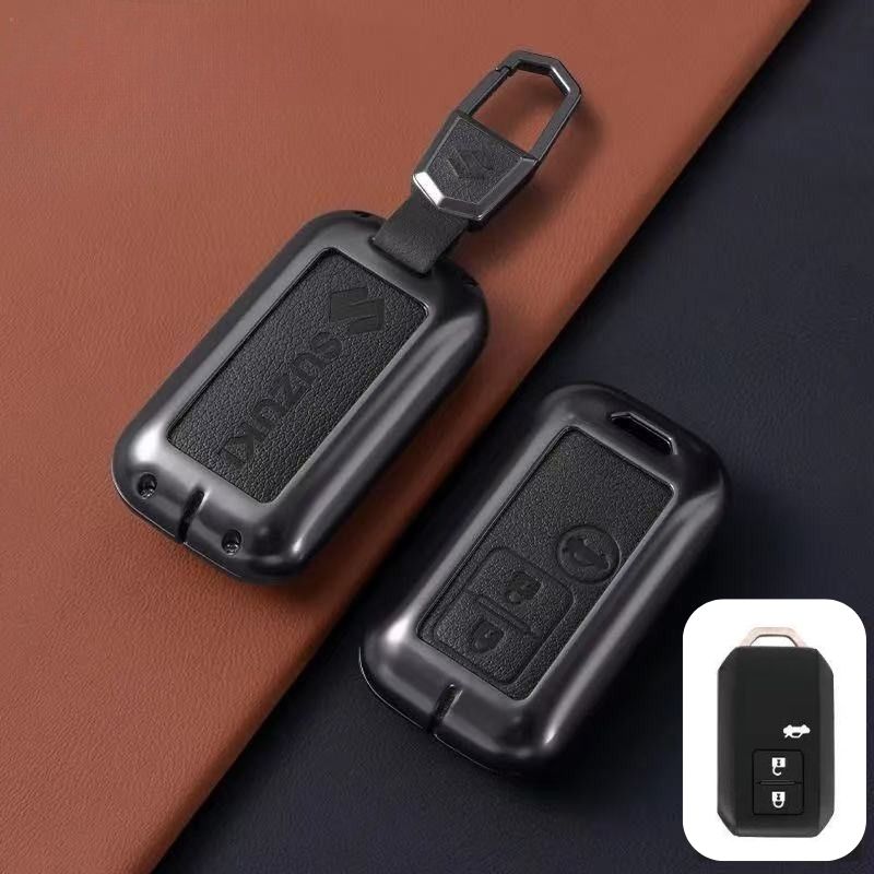 Load image into Gallery viewer, Suzuki Zinc Alloy Geuine Leather Car Key Fob Case Cover For Swift, Vitara, Baleno, Ciaz, SX4,  S-Cross, Jimny, Baleno, Ertiga

