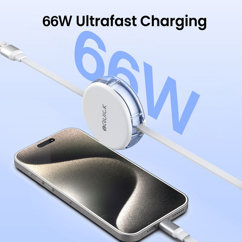 Load image into Gallery viewer, iQuick 3 in 1 Retractable Fast Charge &amp; Data Sync Cable IQTC2301 1.2m - White
