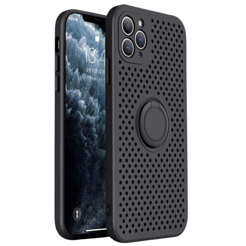 Apple iPhone 11 / Pro / Max Liquid Silicone Shockproof Cooling Mesh Case with Magnetic Ring Holder & Lanyard