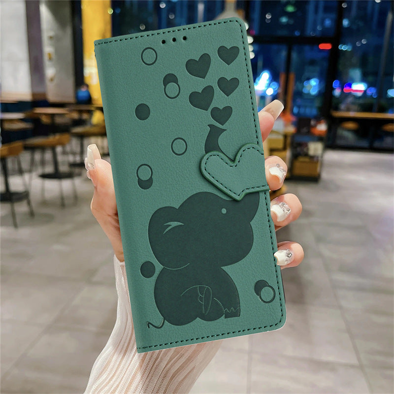 Load image into Gallery viewer, Samsung Galaxy S24/Plus/Ultra/FE - Cartoon Heart-shaped Elephant PU Leather Wallet Series Case
