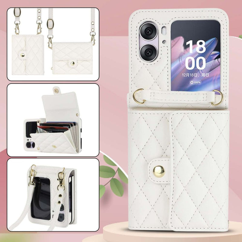 Load image into Gallery viewer, [With Card Slot] OPPO Find N3 Flip (PHT110) - Women Crossbody Simple PU Leather Wallet Series Case With Lanyard
