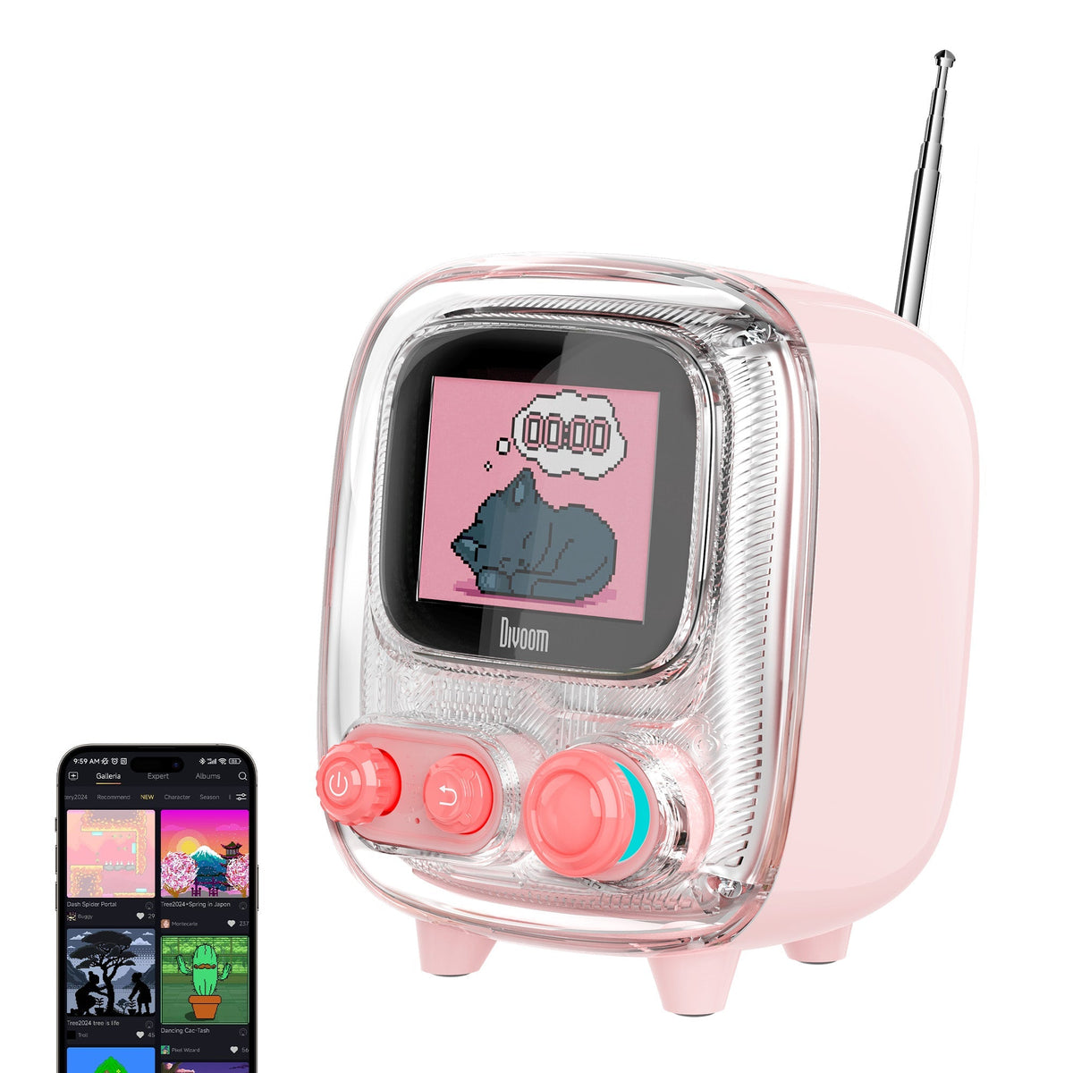 Divoom Tiivoo-2 FM Radio Bluetooth Speaker With Alarm Clock And Upload Photos,Pixel Art Retro Mini Small Cute Wireless Speaker For Party Office Home Desk Bedroom - i-Station Mobile Phone & Electronic Device Repair and Accessories