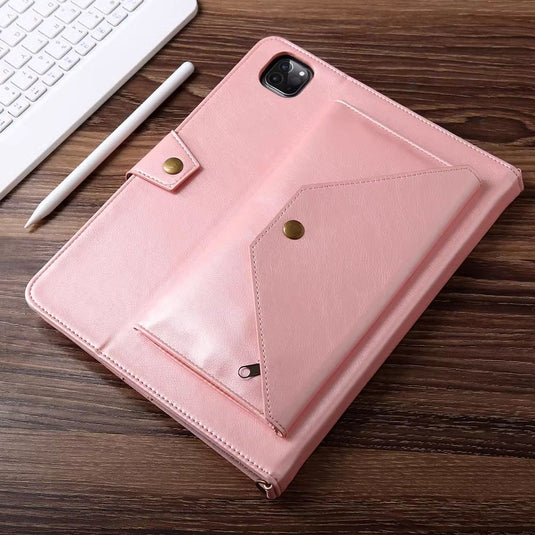 [With Pen Slot][With Card Solt] Apple iPad 10.2" 7th/8th/9th Gen (2019/2020/2021) - Women Crossbody PU Leather Wallet Stand Case With Lanyard