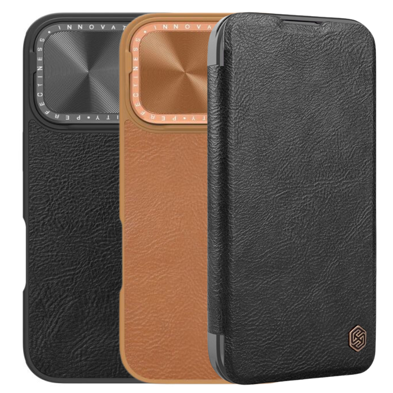 Load image into Gallery viewer, [With Card Slot][Built-in Lens Bracket] Apple iPhone 16/Pro/Pro Max Business Flip Full-cover Shockproof Genuine Leather Series Case
