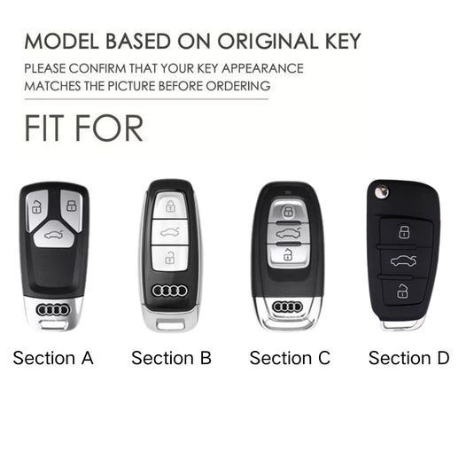 Audi Zinc Alloy + Carbon Fiber Texture Car Key Case For A3, A4, A5, A6, Q2, Q3, Q5, Q7, Q8, e-tron