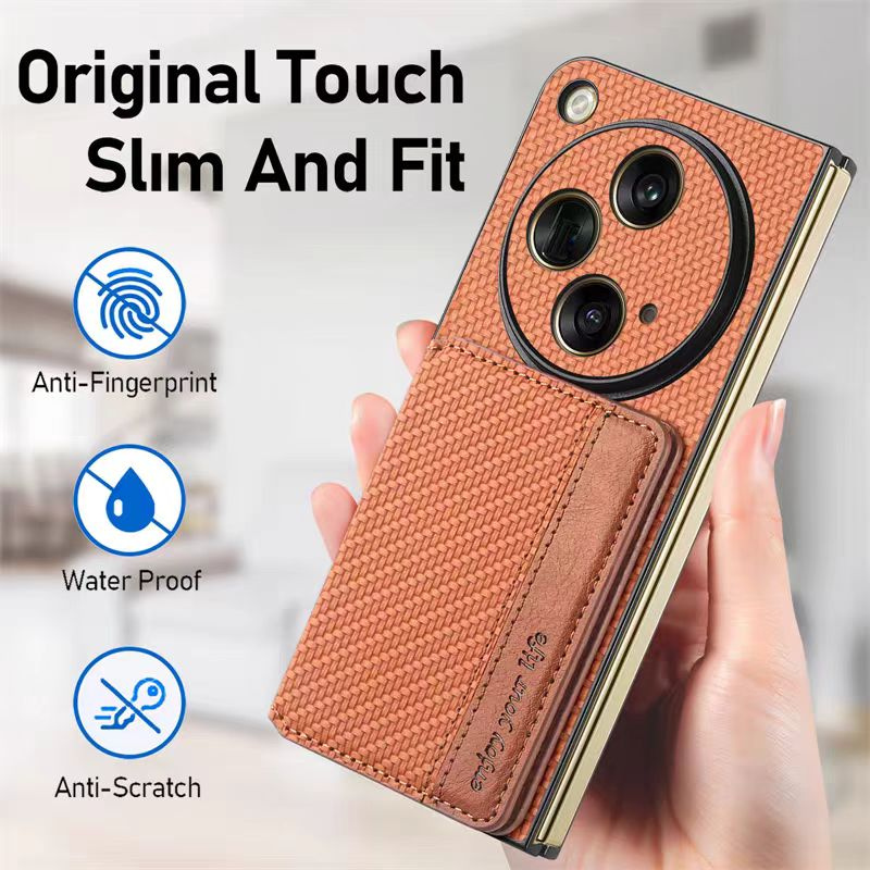 Load image into Gallery viewer, [Buil-in Stand ][With Card Solt] OPPO Find N3 CPH2499 Woven All-inclusive Shockproof Wallet Series Case
