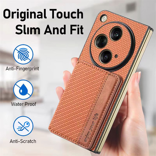 [Buil-in Stand ][With Card Solt] OPPO Find N3 CPH2499 Woven All-inclusive Shockproof Wallet Series Case