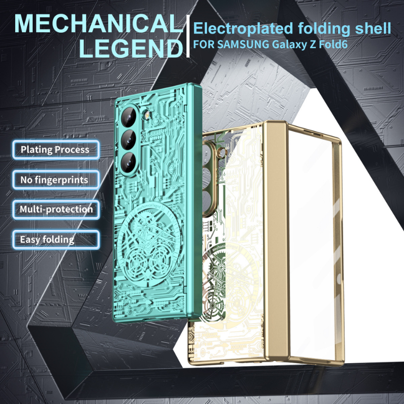 [Built-in Screen Protector] Samsung Galaxy Z Fold 3 SM-F926 Electroplated Mechanical Gear Full-cover Fashion-Forward Series Case - i-Station Mobile Phone & Electronic Device Repair and Accessories