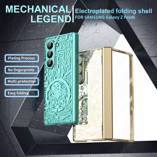 [Built-in Screen Protector] Samsung Galaxy Z Fold 5 SM-F946 Electroplated Mechanical Gear Full-cover Fashion-Forward Series Case