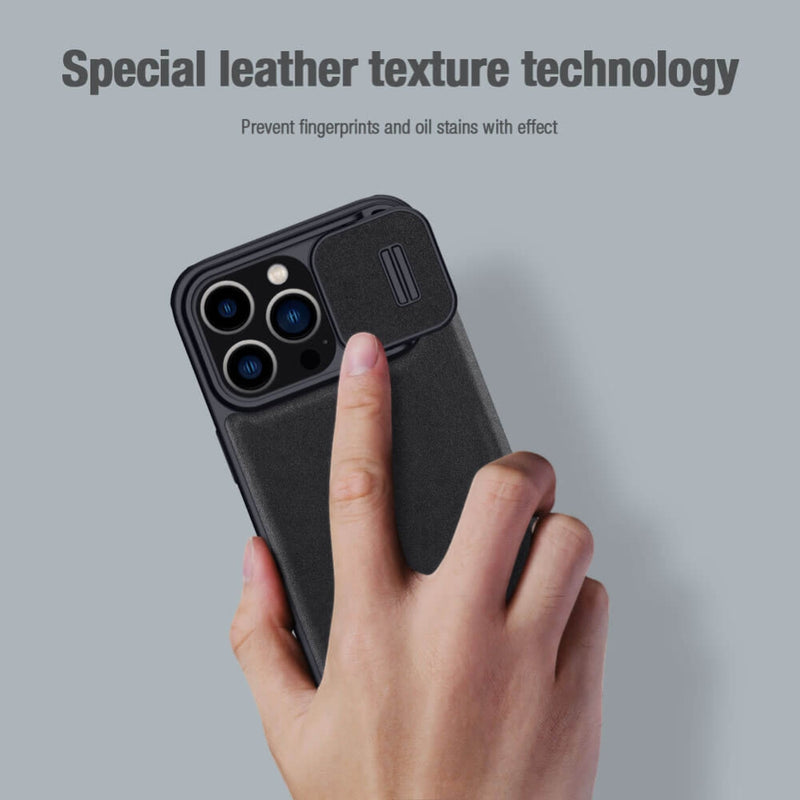 Load image into Gallery viewer, Apple iPhone 15 /Plus/Pro/Max - Nillkin Qin Pro Plain Leather + Cloth case
