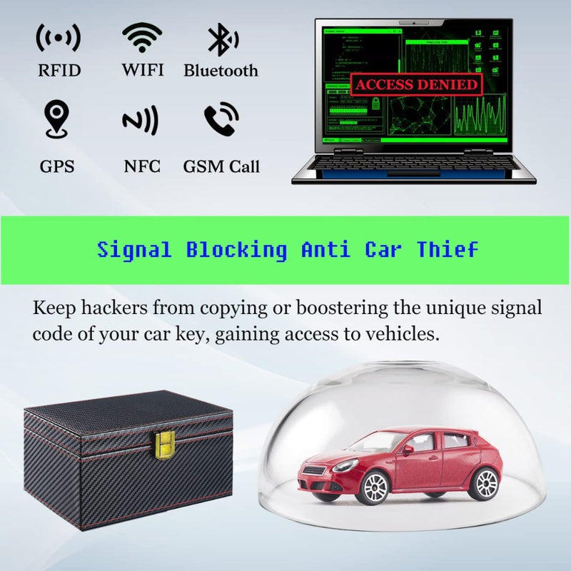 Load image into Gallery viewer, Car Key Carbon Fiber Pattern Leather Signal Blocking Box
