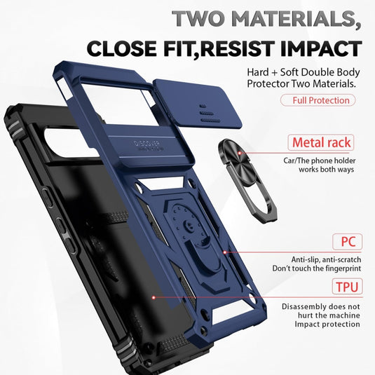 [360° Rotating Bracket] Google Pixel 7/Pro/A - TPU+PC 2 in 1 Slide-Window Kickstand Anti-Drop Protective Case