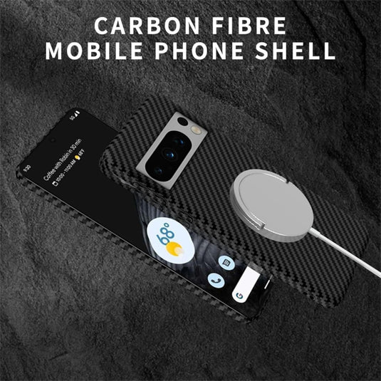 [360° Rotating Bracket] Google Pixel 7/Pro/A - Matte Carbon Fiber Style Magnetic Protective Case