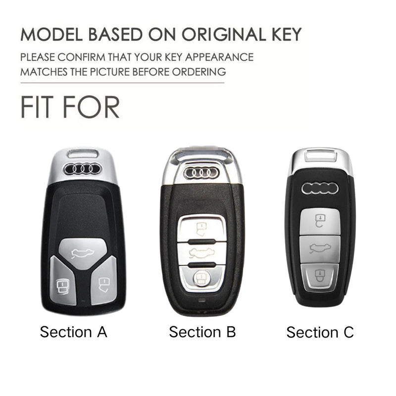 Load image into Gallery viewer, Audi Handcrafted Genuine Leather Car Key Protective Case For A3, A4, A5, A6, A8, Q2, Q5, Q7, Q8, e-tron
