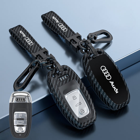 Audi Zinc Alloy + Carbon Fiber Texture Car Key Case For A3, A4, A5, A6, Q2, Q3, Q5, Q7, Q8, e-tron