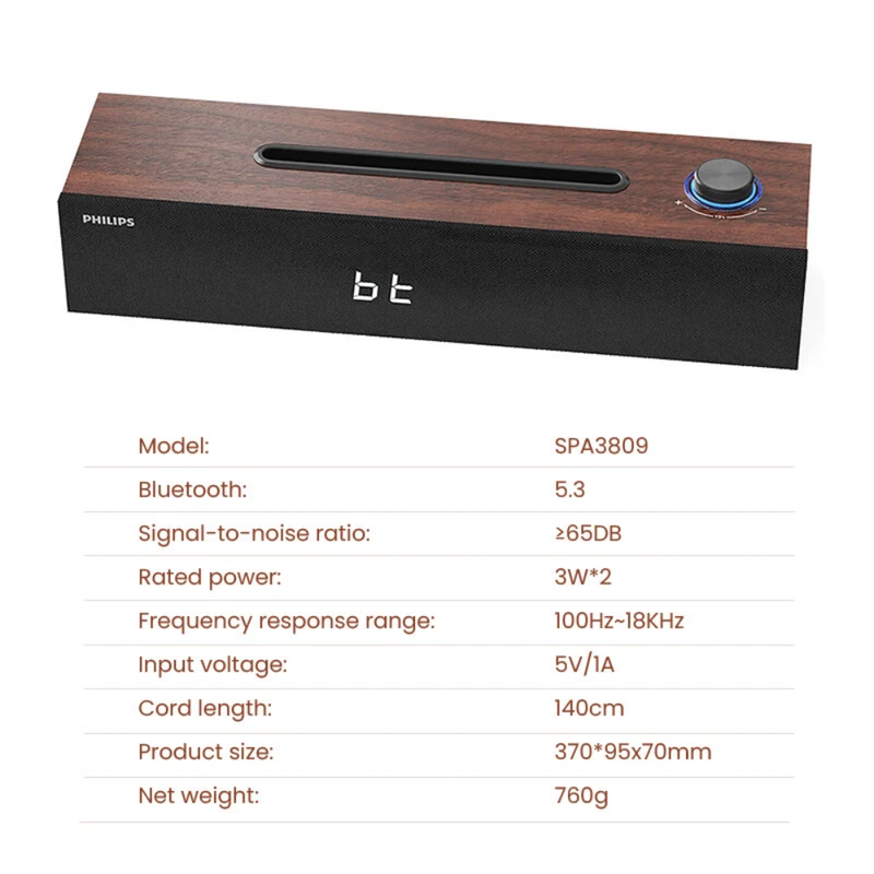 Load image into Gallery viewer, [SPA3809][Phone Stand] Philips Speaker Bluetooth 5.3 USB Dual Connection Methods Strip Shape
