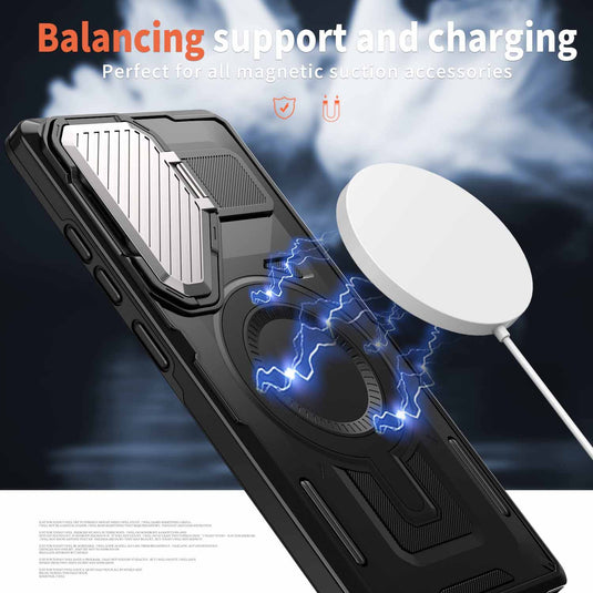 [Built-in Stand & Camera Protector] Samsung A14 4G/5G - Shield Shockproof Rugged Heavy Duty Case