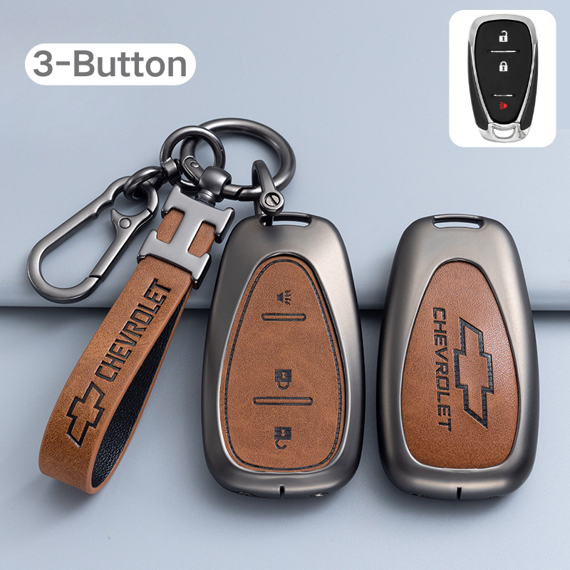 Load image into Gallery viewer, Chevrolet Zinc Alloy + PU Leather Car Key Fob Case Cover For Cavalier, Malibu, Cruze, Trax, Monza, Sail
