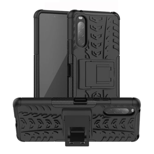 Sony Xperia 10 V - Anti-slip Honeycomb Tire Pattern TPU+PC Stand Case