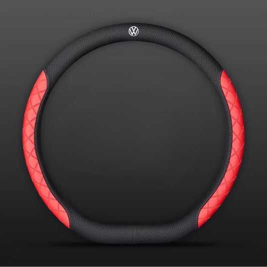 Volkswagen PU Leather Steering Wheel Cover with Heat-Pressed Embossed Texture For Volkswagen Magotan, Passat, ID.4, Lavida, Golf, CC, Teramont, Tiguan L