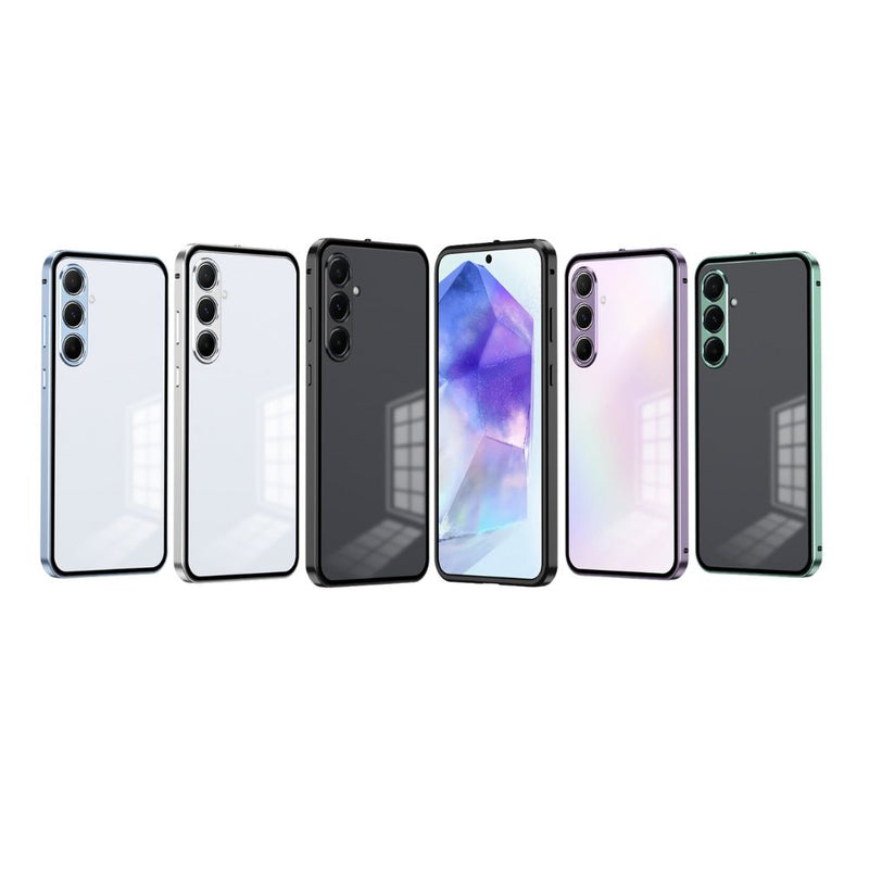 Load image into Gallery viewer, Sony Xperia 1 V - Snap-on Metal Frame Clear Transparent Tempered Glass Proof Case
