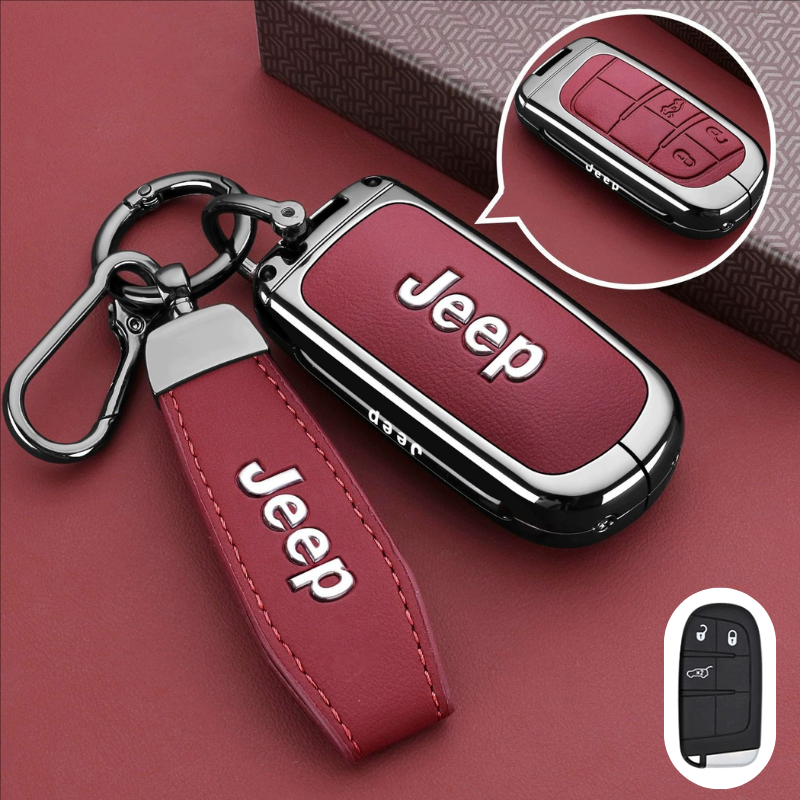 Load image into Gallery viewer, Jeep Premium Leather Protection Car Key Fob Case Cover for Grand Cherokee, Renegade, Compass, Commander, Cherokee - i-Station Mobile Phone &amp; Electronic Device Repair and Accessories
