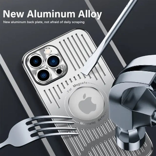 [Magsafe Compatible] Apple iPhone 15/Plus/Pro/Max - Metal Hollowed Out Heat Dissipation Protection Case