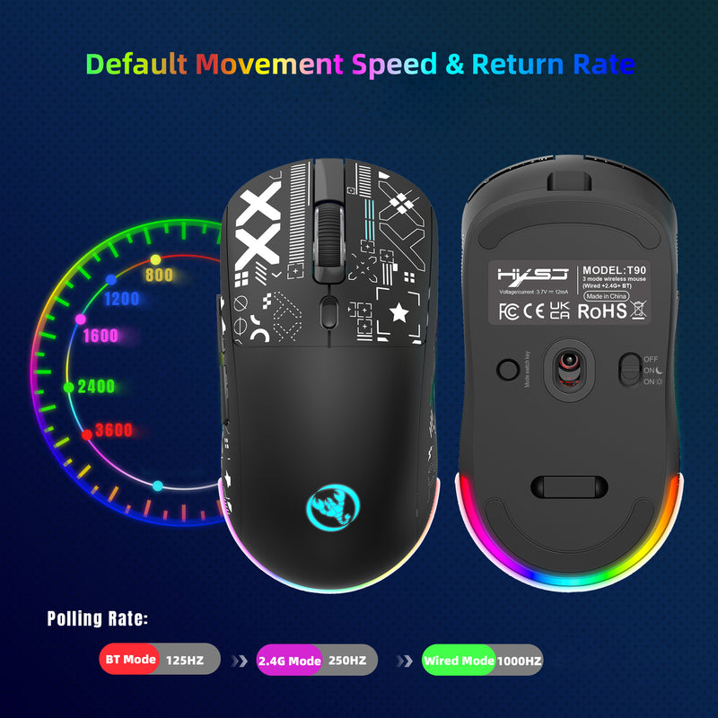 Load image into Gallery viewer, Three-Mode Wireless Bluetooth Mouse Lightweight Noise-Fre 7 Colors RGB Gaming Mouse 3600-DPI
