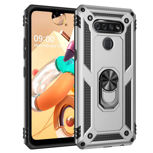 LG K50/Q60 - Armor Car Magsafe Heavy Duty Series Stand Case With Finger Ring