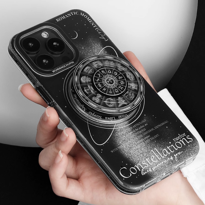 [With Spin Pop Socket] Apple iPhone 16/15/14 - Space Compass Galaxy Style Unzip TPU Protection Case - i-Station Mobile Phone & Electronic Device Repair and Accessories