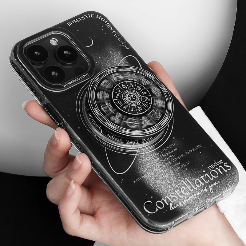 Load image into Gallery viewer, [With Spin Pop Socket] Apple iPhone 16/15/14 - Space Compass Galaxy Style Unzip TPU Protection Case
