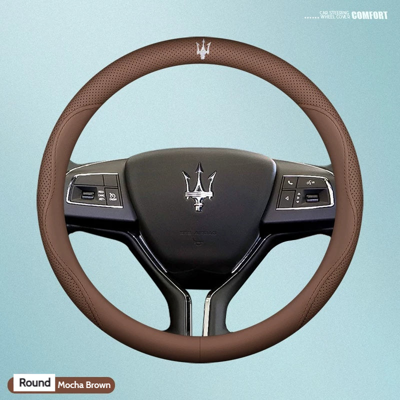 Load image into Gallery viewer, Maserati Nappa Leather Breathable Non-Slip Steering Wheel Cover For Quattroporte, Ghibli, Grecale, Levante - i-Station Mobile Phone &amp; Electronic Device Repair and Accessories
