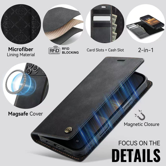 [2 in 1 Magnetic Detachable][With Card Slot] Apple iPhone 17 Pro / iPhone 18 Pro - Multi Functional Flip Leather Wallet Series Case