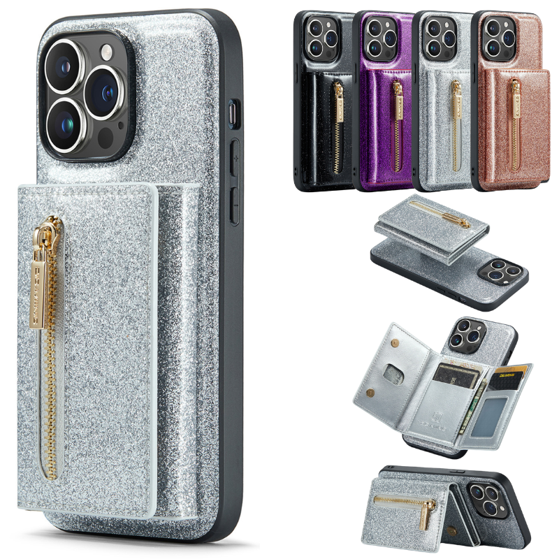 Load image into Gallery viewer, [With Card Slot] Apple iPhone 14/Pro/Pro Max/Plus Glitter Leather Shockproof Wallet Series Case
