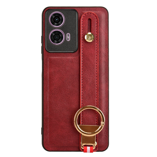 [With Ring Bracket][Built-in Wrist Wrap] Motorola Moto G04s Simple Retro Genuine Leather Series Case