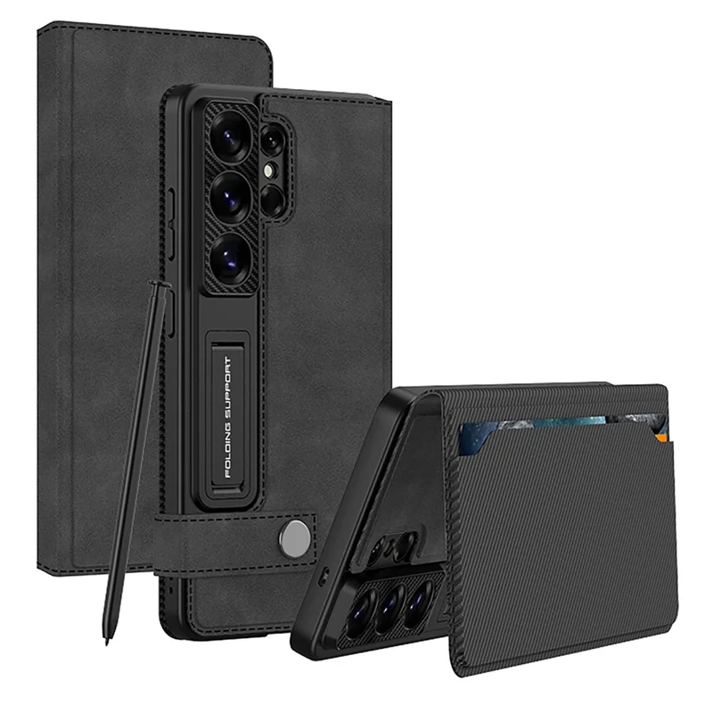 Load image into Gallery viewer, [With Card Slot] Samsung Galaxy S26 Ultra - Business Style Matte Leather Flip Magnetic Clasp Wallet Case
