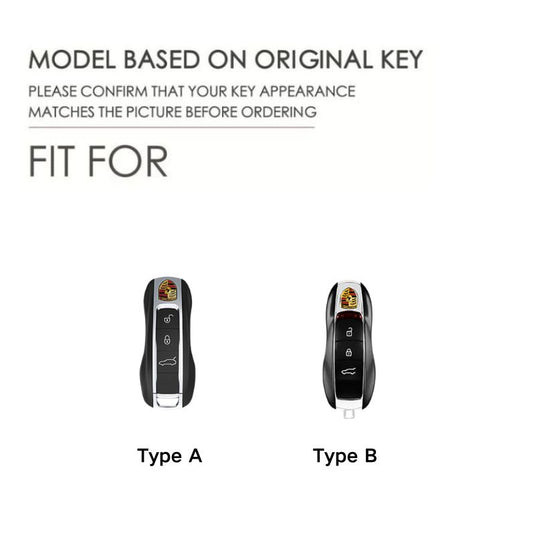 Porsche Zinc Alloy PU Leathe Car Key Fob Case Cover For Cayenne, Panamera, Macan, 911, Taycan