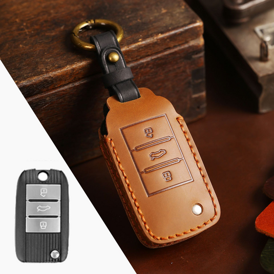 Roewe Handcrafted Genuine Leather Car Key Fob Case Cover For Roewe i5, Ei6 Max, RX3, RX5 Plus