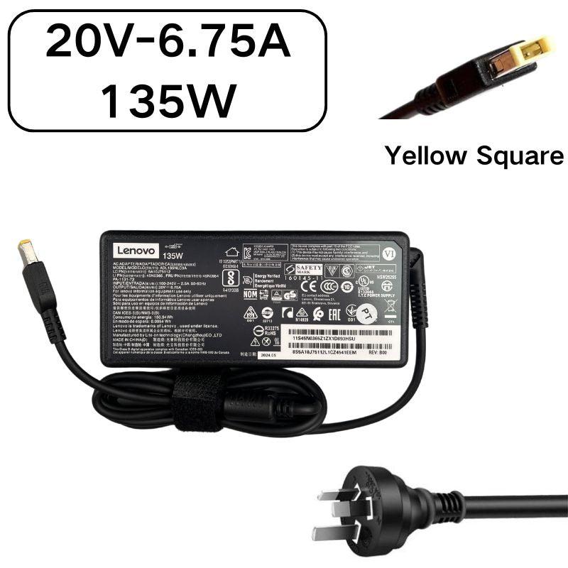 [20V-6.75A/135W][Yellow Square] Lenovo IdeaCentre & Thinkpad & Legion Gaming Laptop AC Power Supply Adapter Charger - i-Station Mobile Phone & Electronic Device Repair and Accessories