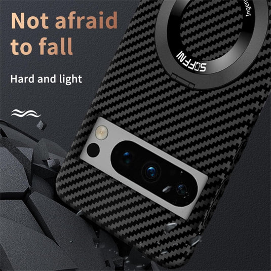 [360° Rotating Bracket] Google Pixel 7/Pro/A - Matte Carbon Fiber Style Magnetic Protective Case