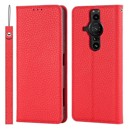 [With Card Slot] Sony Xperia Pro I - Business Flip Genuine Leather Wallet Series Stand Case