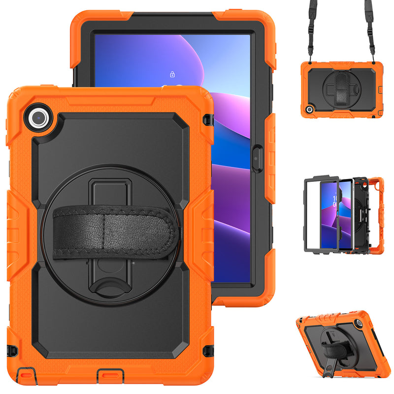 Load image into Gallery viewer, [Built-in Kickstand] Lenovo Tab 10.1&quot; 2025 (TB311FU/TB311XU) - Silicone Full Covered Heavy Duty Series Case With Adjustable Hand Strap
