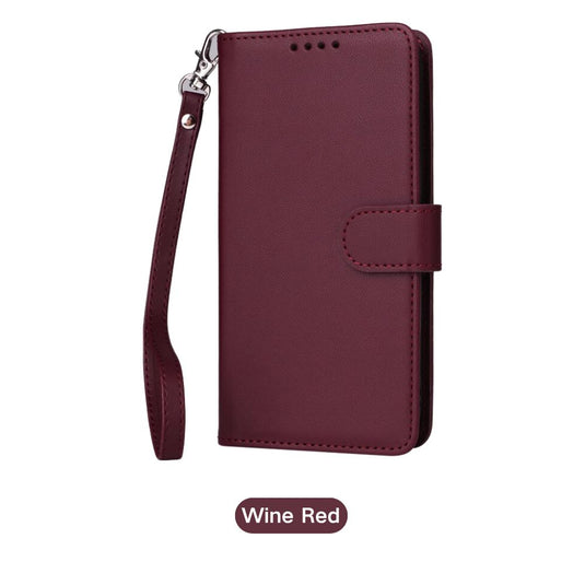 [With Card Slot] Samsung Galaxy S23/Plus/Ultra/FE -  Magnetic Dismantling Genuine Leather Flip Wallet Series Stand Case With a Leather Lanyard