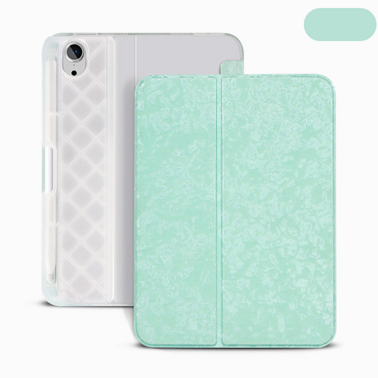 [Built-in Pen Slot] Apple iPad Mini 6/7 8.3'' 6/7th Gen (2021/2024) Shell Pattern Leather Transparent Protective Case