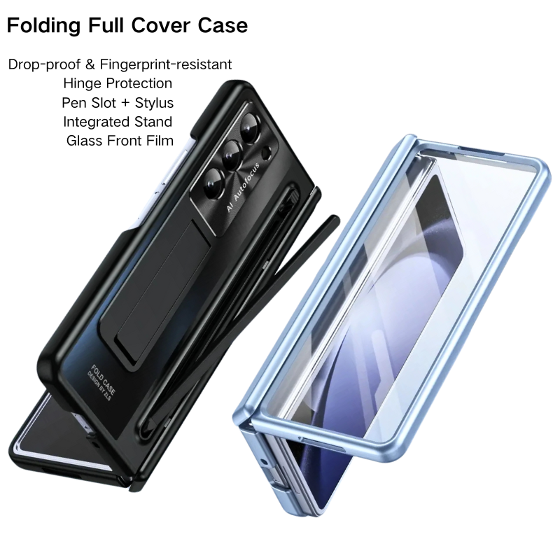 Load image into Gallery viewer, [With Stand] Samsung Galaxy Z Fold 6 SM-F956 Hinge Folding Full Protection Tempered Glass Essentials Series Case
