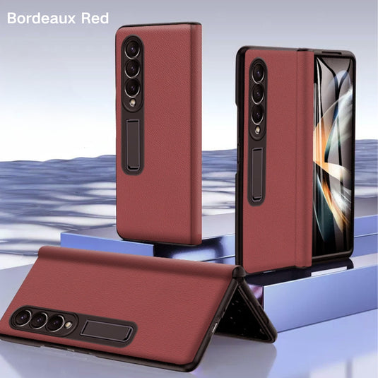 Samsung Galaxy Fold 3 (SM-F926) - Case and Film Integrated Genuine Leather Series Stand Case