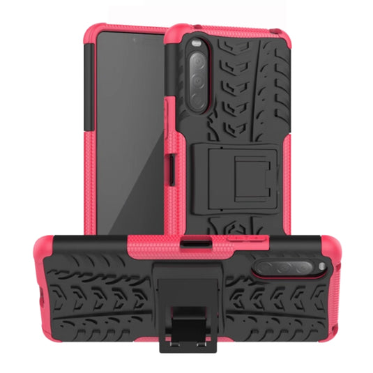 Sony Xperia 10 V - Anti-slip Honeycomb Tire Pattern TPU+PC Stand Case