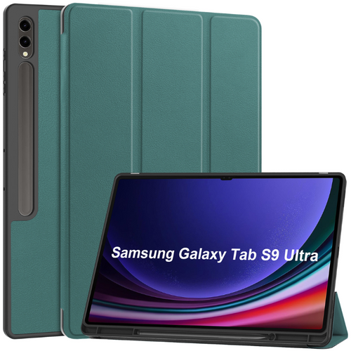 [With Pen Slot] Samsung Galaxy Tab S9 Ultra 14.6’’ 2023 (X910) Tri-fold TPU Leather Soft Case