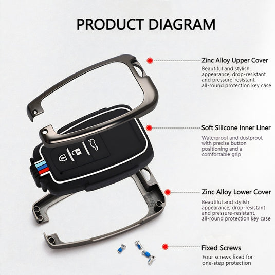 Toyota Metal Shell & Soft Silicone Full Protection Car Key Fob Case Cover For Camry RAV4 Highlander Avalon C-HR Prius Corolla - i-Station Mobile Phone & Electronic Device Repair and Accessories