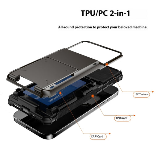 [With Card Slot] Apple iPhone 15/Plus/Pro/Max - TPU + PC 2 in 1 Drop Proof Protective Shell Mecha Case